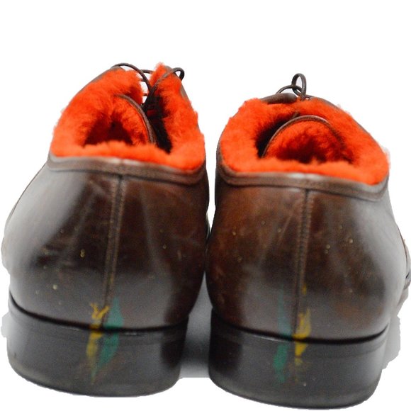 Salvatore Ferragamo Limited Edition Gris Brown Orange Shearling Fur Painted 11US main image 4